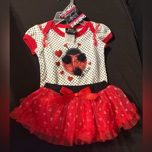 NWT DDG Darlings Baby Ladybug Outfit with Tulle Skirt Size 3-6 Months